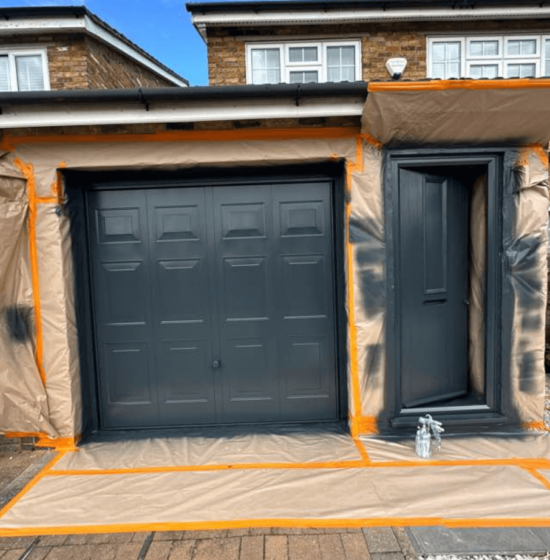 Wrapped painted garage and door